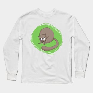 Little lemur on green background Long Sleeve T-Shirt